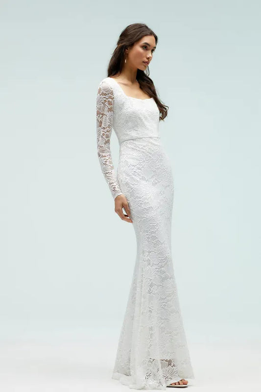 Eyelash Lace Fishtail Maxi Dress