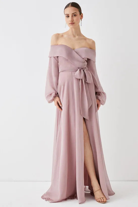 Bardot Wrap Fluid Skirt Maxi Dress