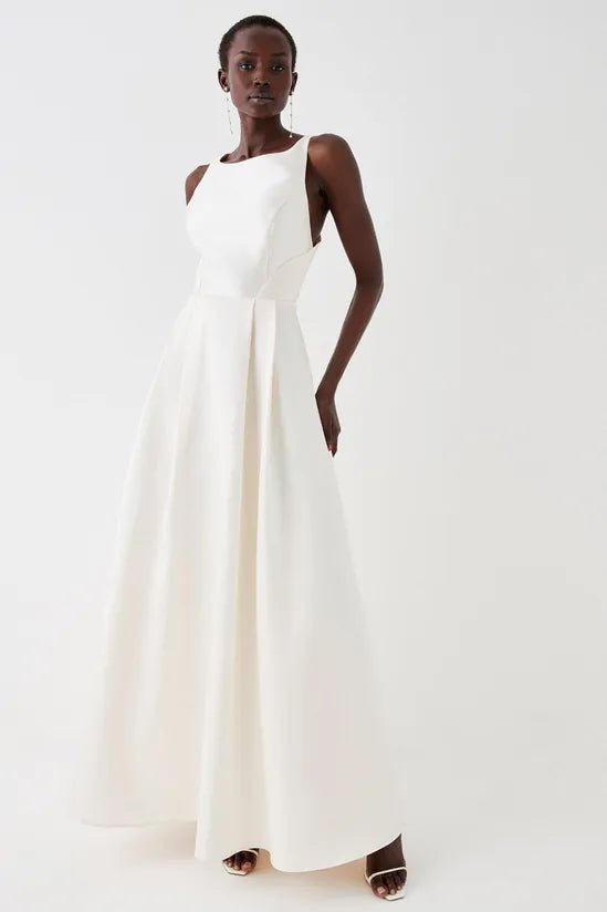 Coast Cross Back Twill Ecru Maxi Dress