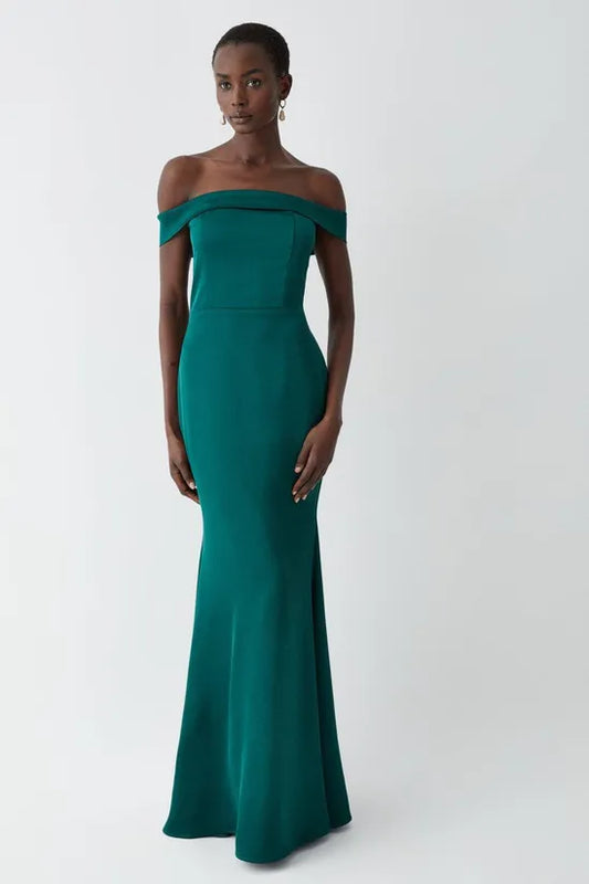 Bardot Satin Bridesmaids Maxi Dress