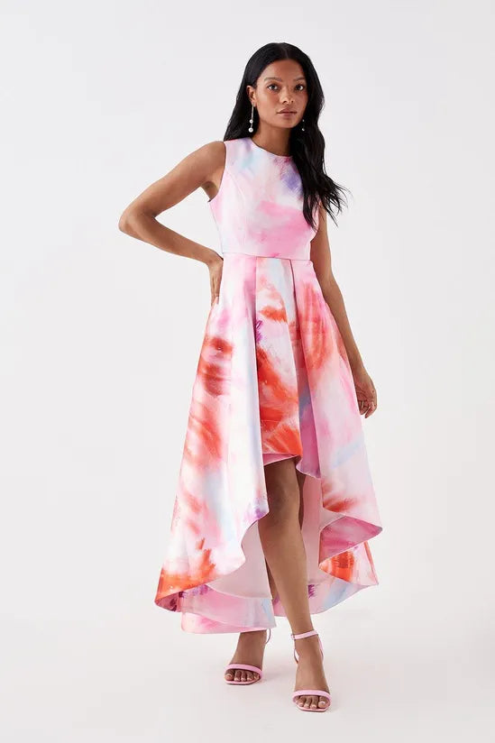 Petite Dip Hem Twill Midi Dress