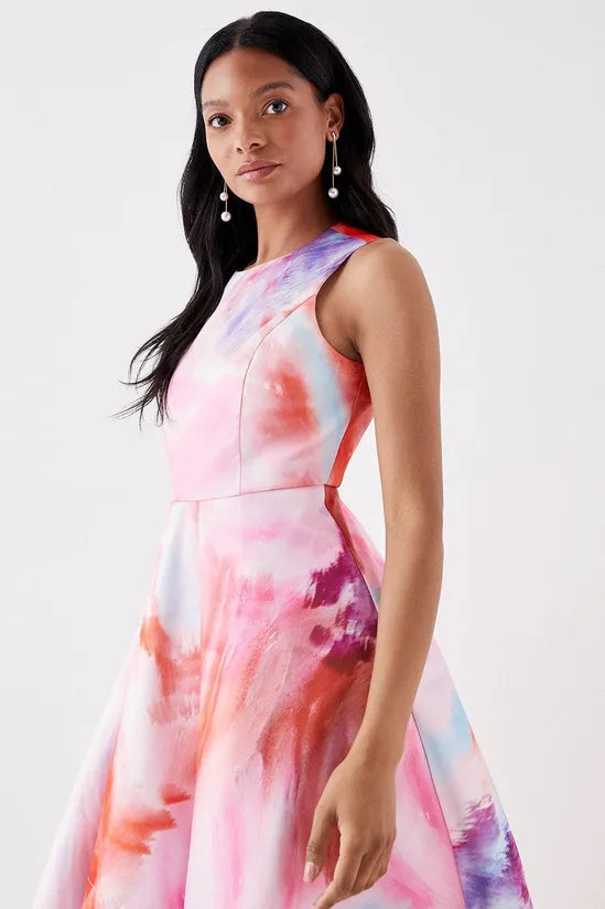 Petite Dip Hem Twill Midi Dress