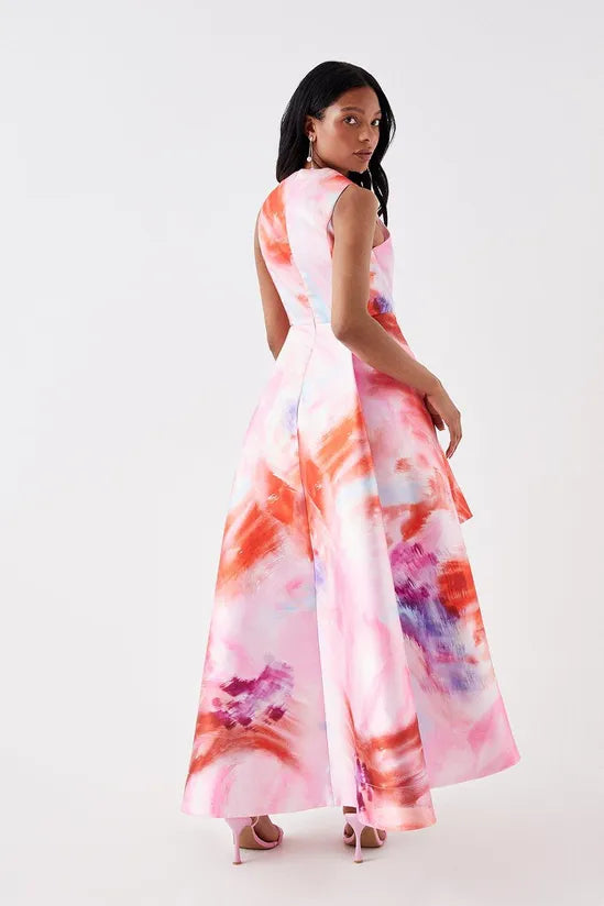 Petite Dip Hem Twill Midi Dress