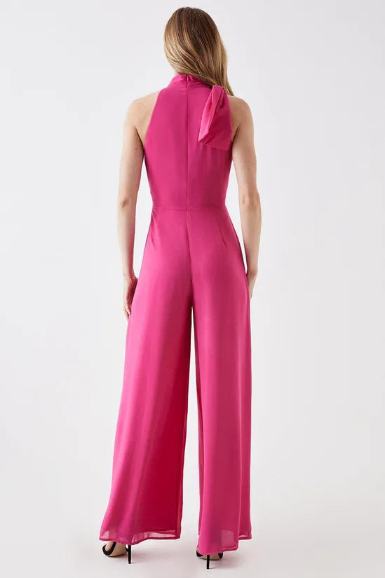 Tie Shoulder Wide Leg Jumpsuit