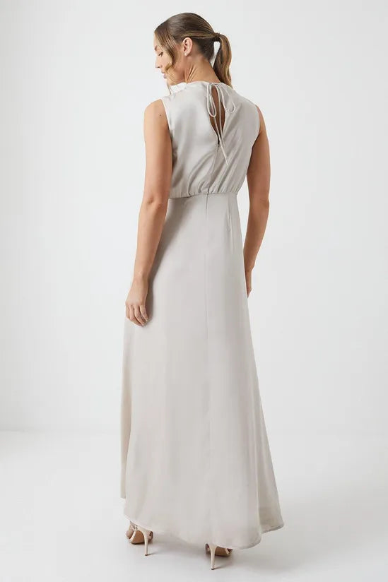 Cowl Neck Sash Bridesmaids Dress