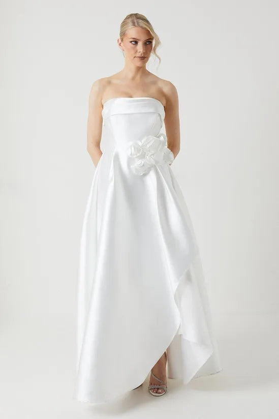 Corsage Detail Twill Wedding Dress