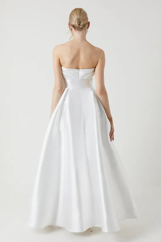 Corsage Detail Twill Wedding Dress