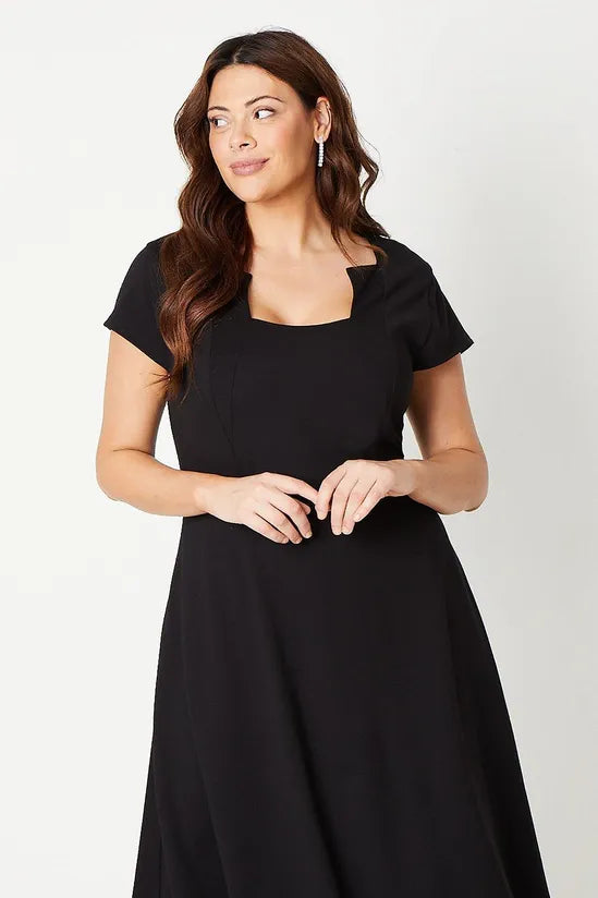 Plus Ponte Midi Dress With Square Neckline