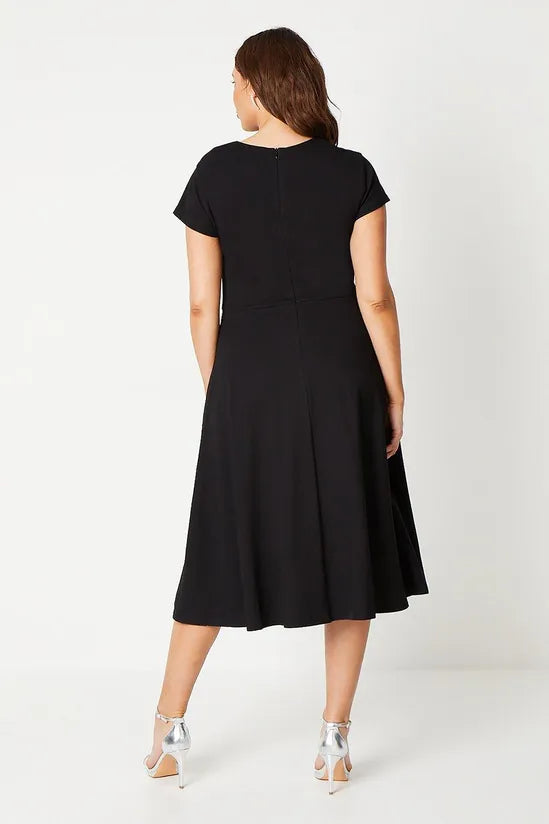 Plus Ponte Midi Dress With Square Neckline