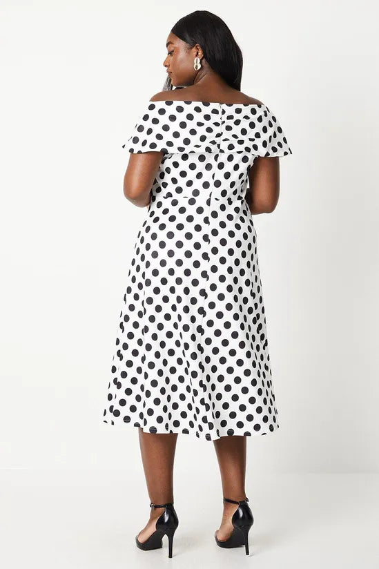 Plus Bardot Midi Dress In Spot