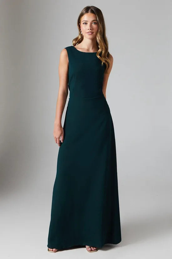 Teen Coast Cowl Back Satin Bridesmaid Maxi Dress