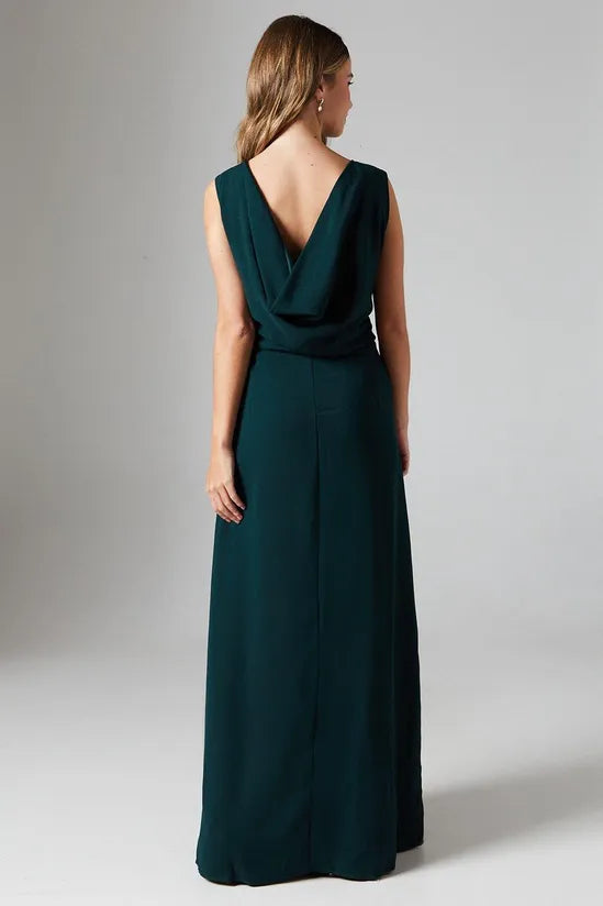 Teen Coast Cowl Back Satin Bridesmaid Maxi Dress