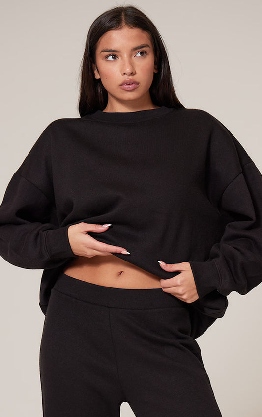 Black Longline Oversized Sweatshirt