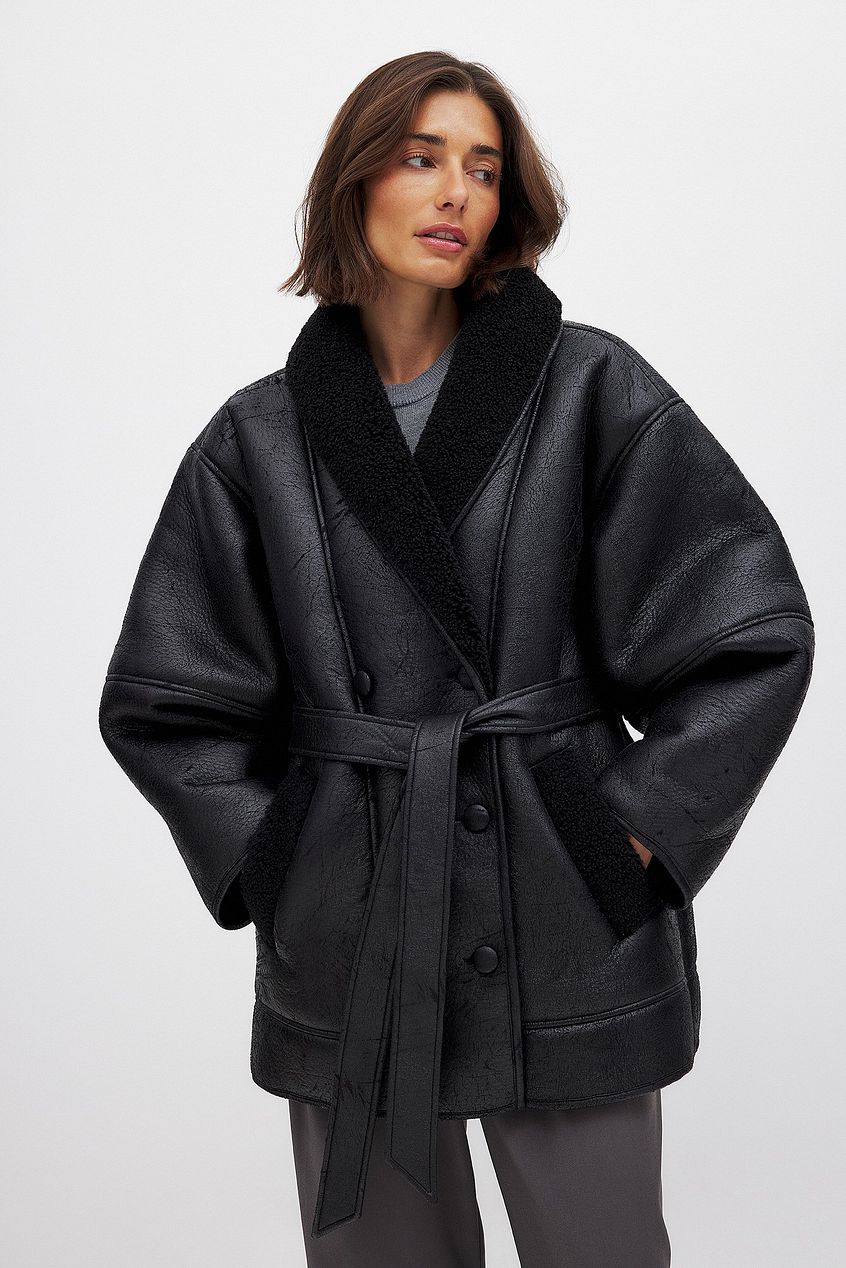 Na-kd - Belted Detail Shearling Jacket
