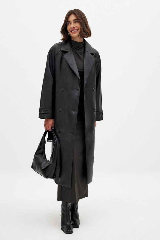 Na-kd Belted Pu Trenchcoat