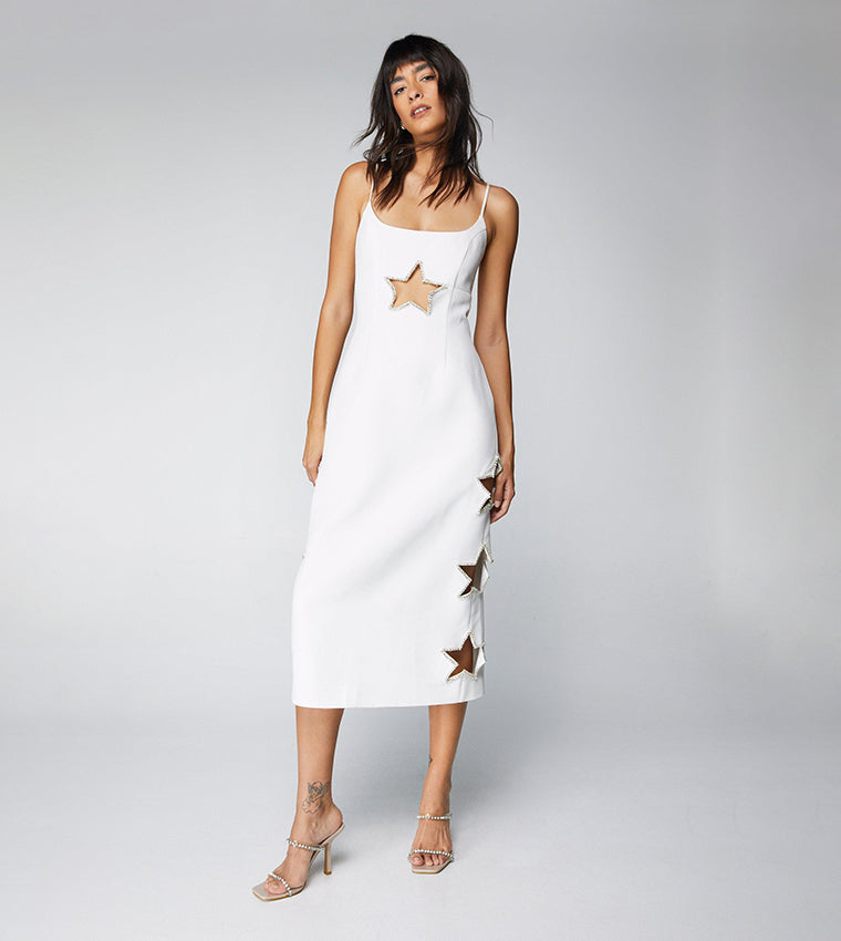 Star Cut-Out Detail Midaxi Dress