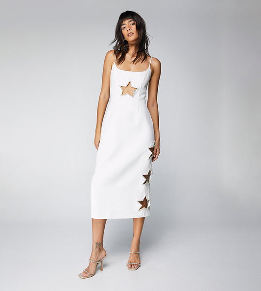 Star Cut-Out Detail Midaxi Dress