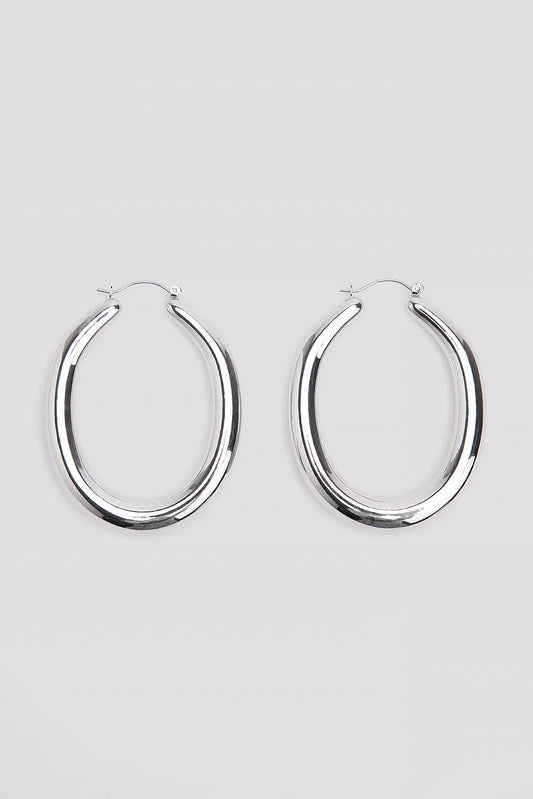 Big Oval Shaped Hoops Silver