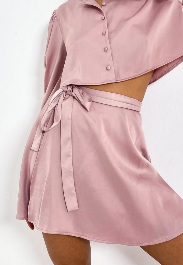 Coord Satin Wrap Mini Skirt Satin