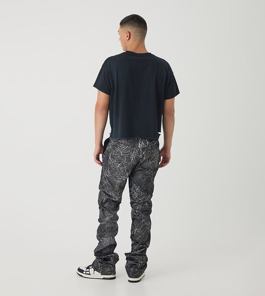 boohooMAN Printed Mid Rise Flared Trousers