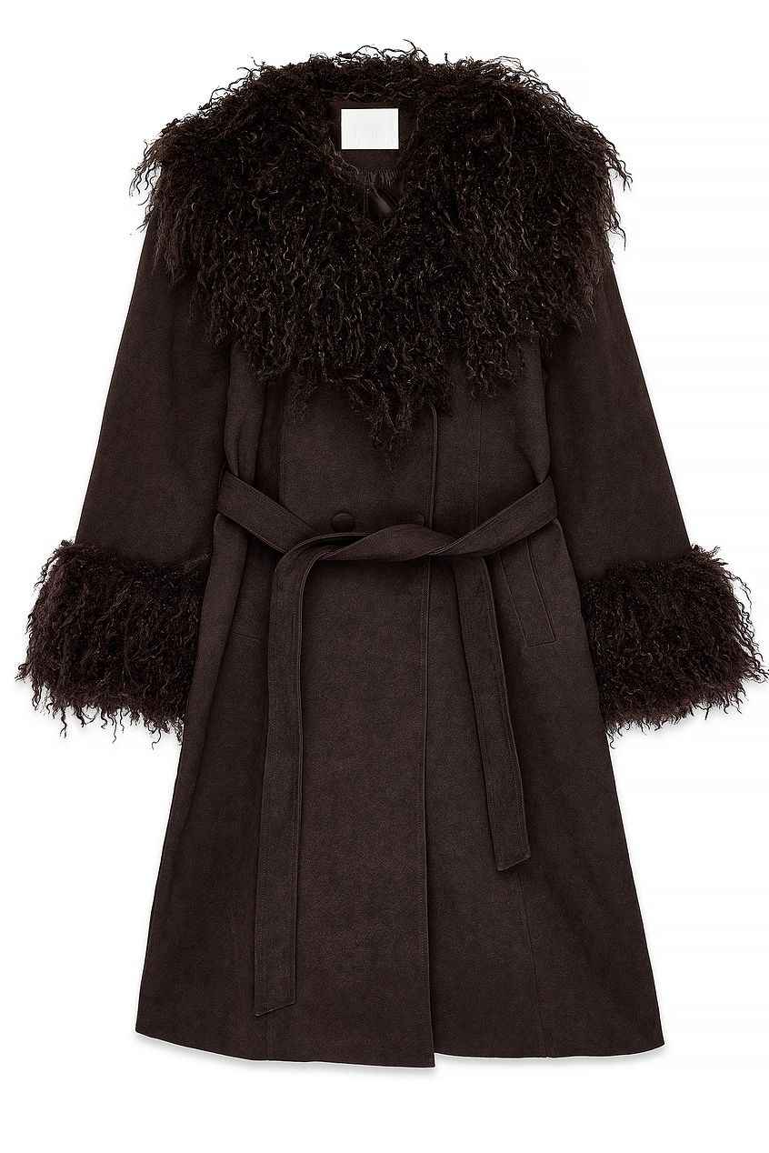 Na-Kd Bonded Detail Curly Faux Fur Coat