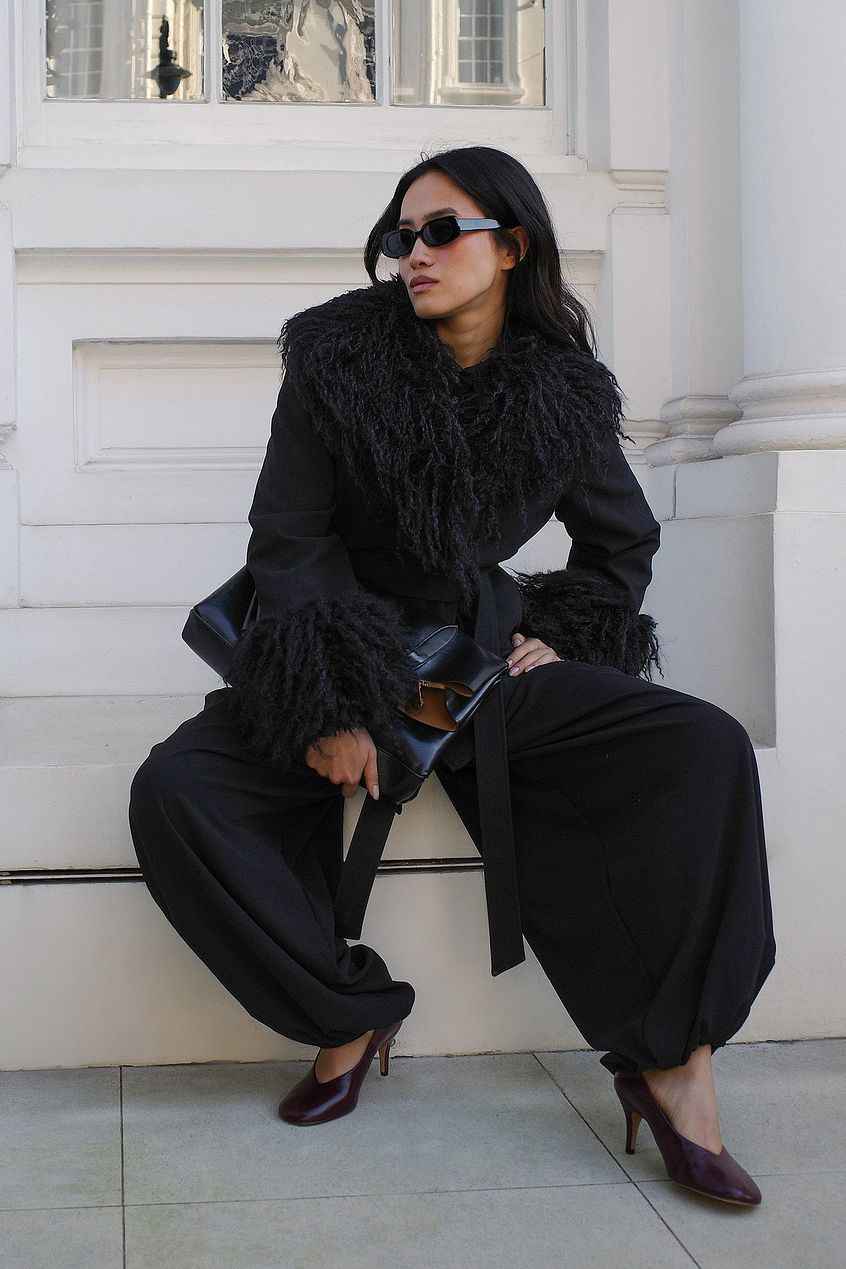 Na-Kd Bonded Detail Curly Faux Fur Jacket