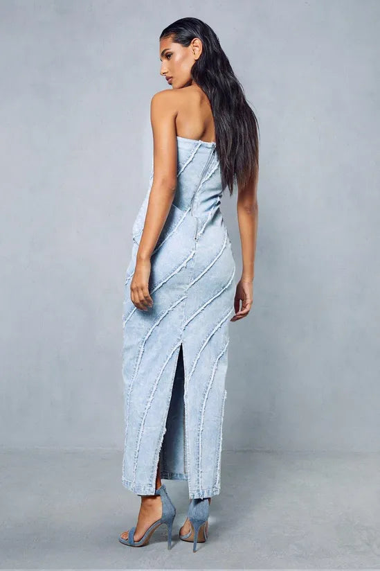 Bandeau Denim Maxi Dress