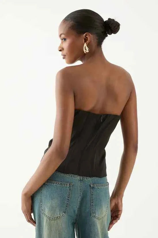 MissPap Satin Bandeau Draped Corset Top