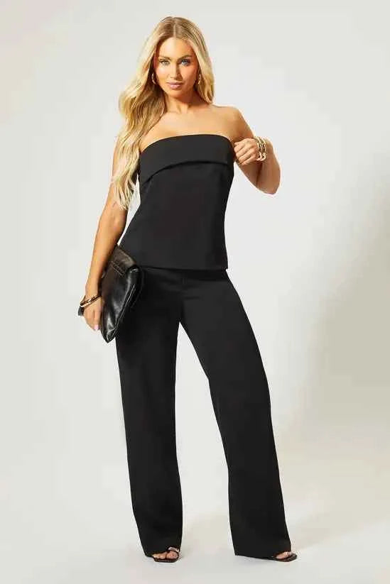 MissPap Tailored Bandeau Split Side Top