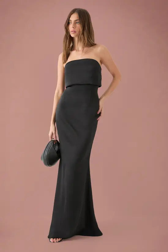 MissPap Premium Satin Bandeau Overlay Bridesmaid Dress