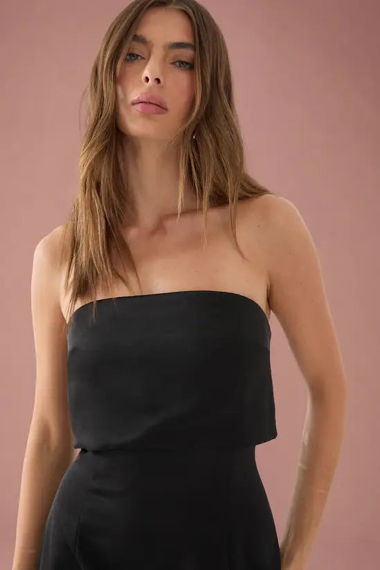 MissPap Premium Satin Bandeau Overlay Bridesmaid Dress