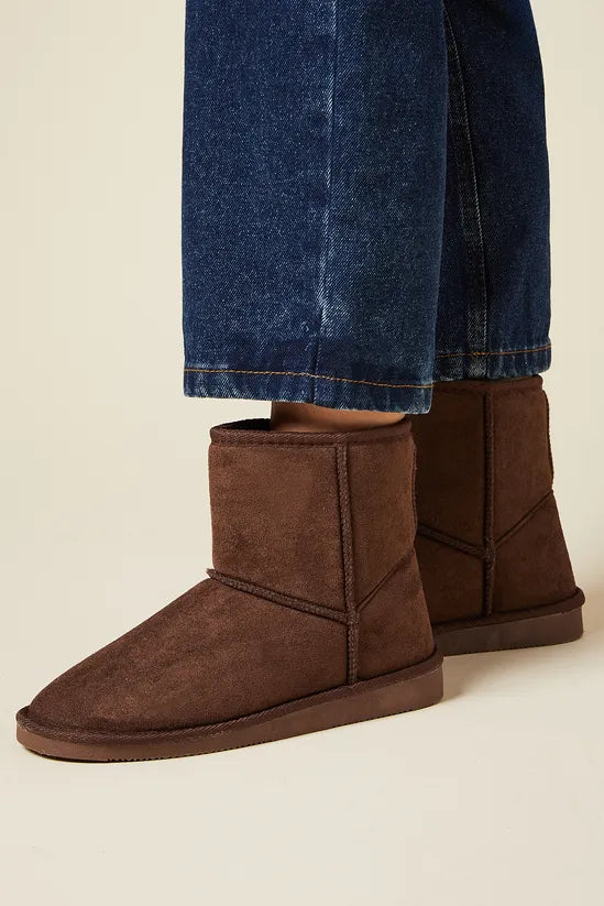 Mika Suedette Faux Fur Lined Cosy Short Ankle Boots