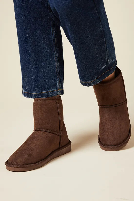 Mika Suedette Faux Fur Lined Cosy Short Ankle Boots