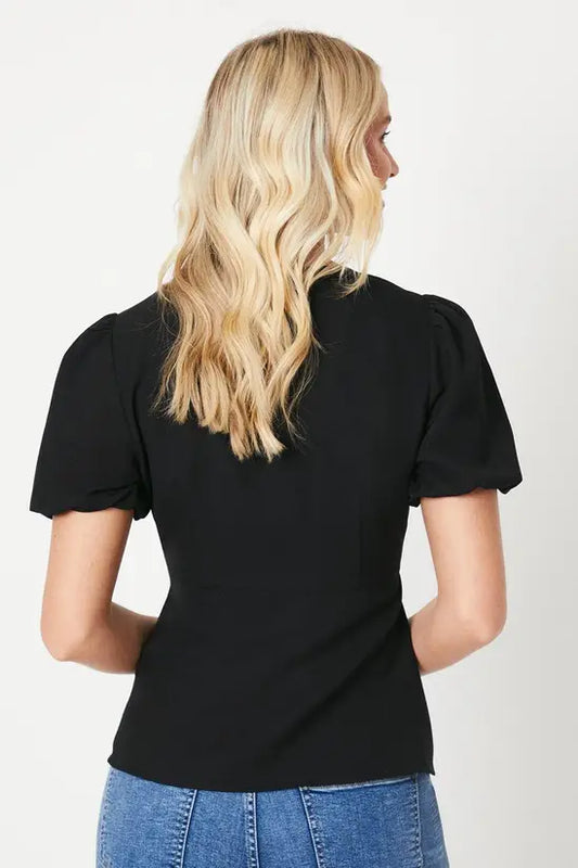 Dorothy Perkins - Button Through Short Sleeve Tea Blouse