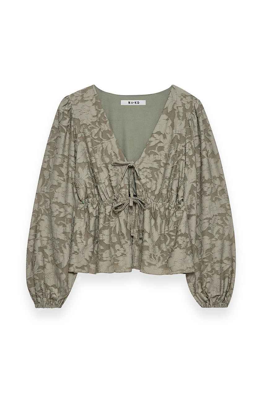 Na-kd Burn Out Puff Sleeve Top