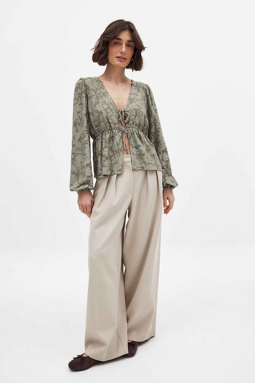 Na-kd Burn Out Puff Sleeve Top