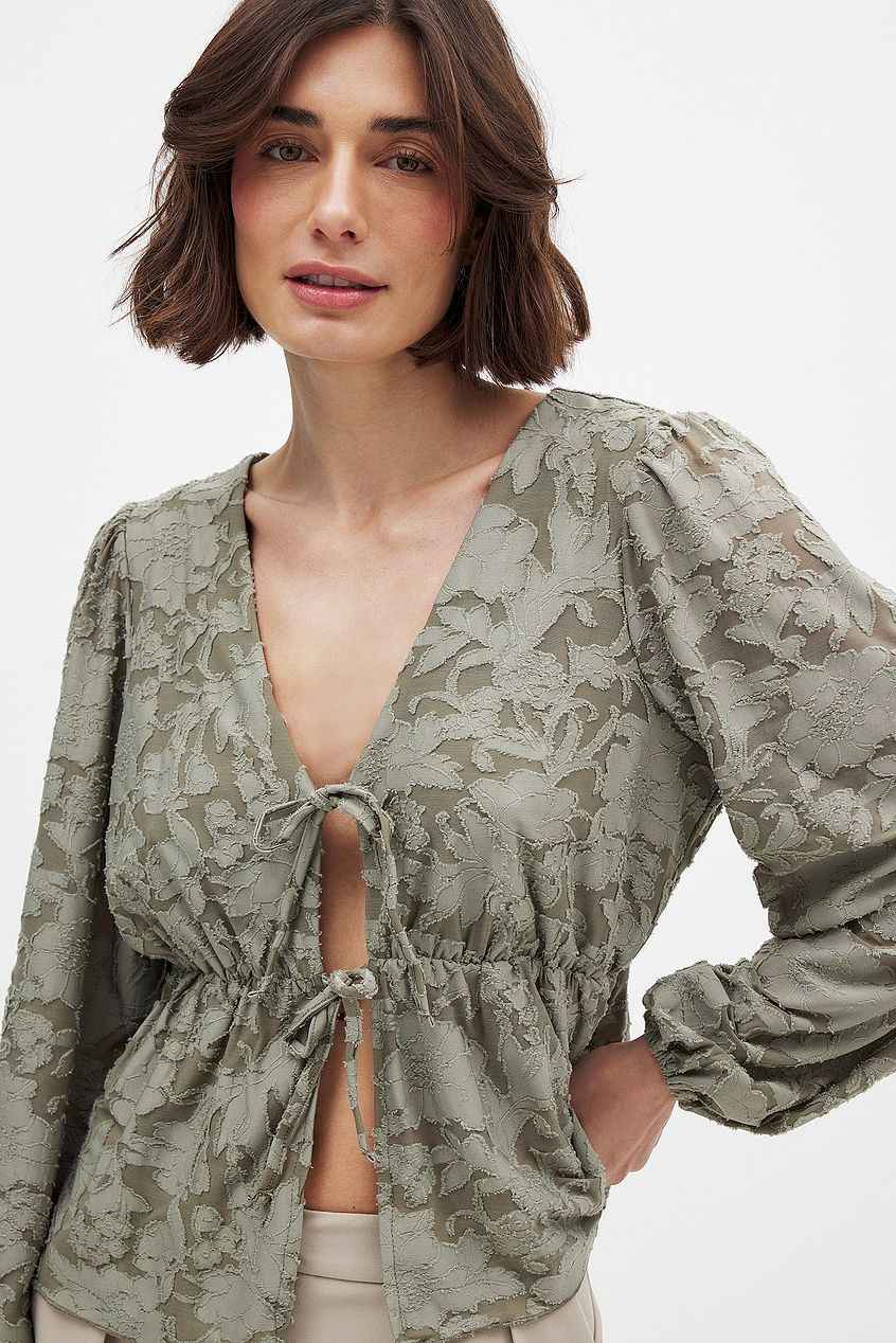 Na-kd Burn Out Puff Sleeve Top