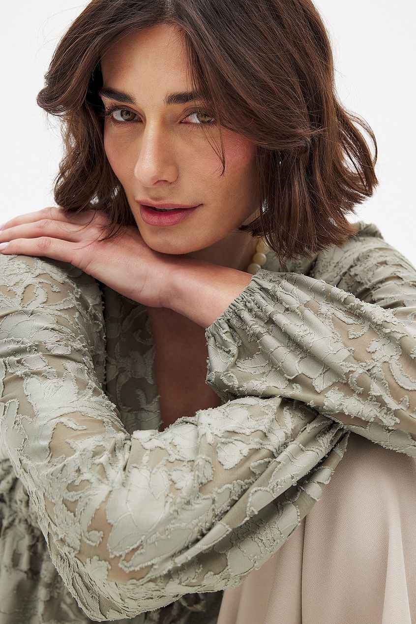 Na-kd Burn Out Puff Sleeve Top