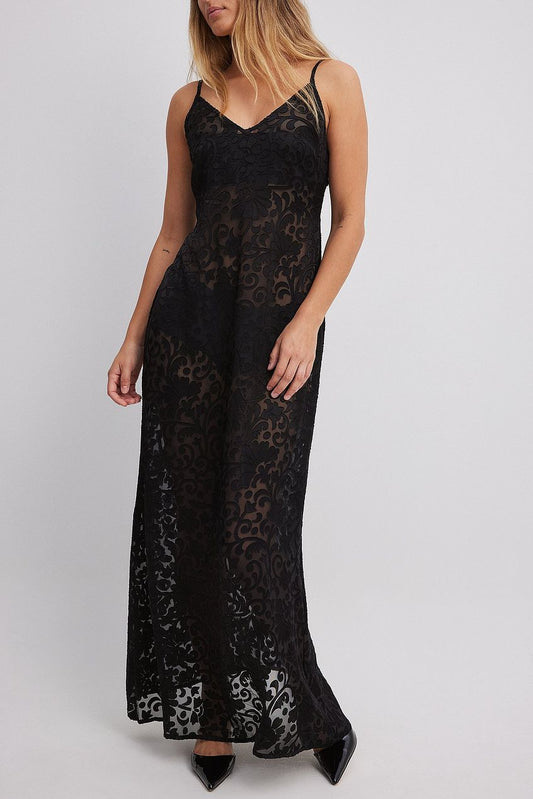 Burn Out Velvet Maxi Slip Dress