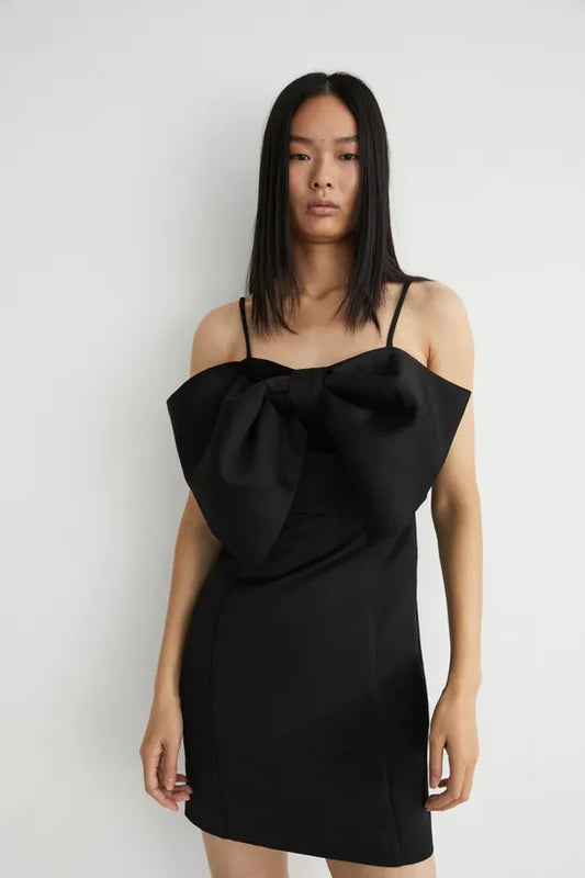 Warehouse Satin Bow Detail Mini Dress