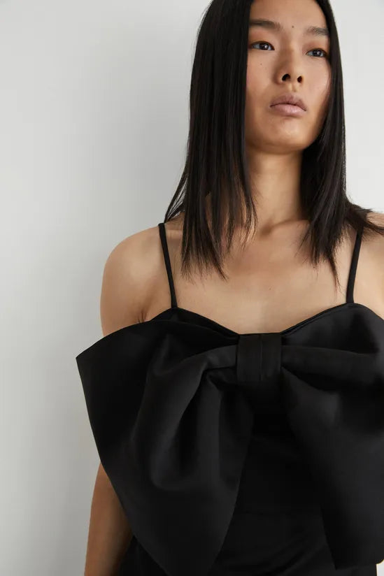 Warehouse Satin Bow Detail Mini Dress