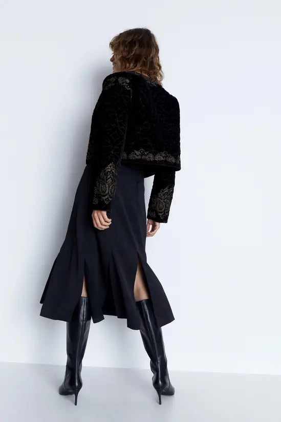 Warehouse Split Pleat Detail Relaxed Midi Skirt