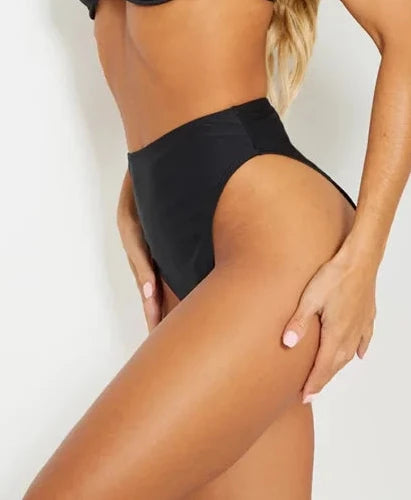 Black Mix Match Recycled High Leg Bikini Bottoms