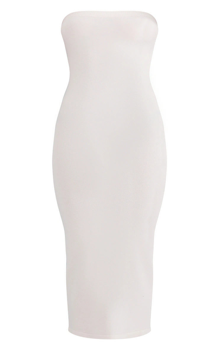 Cream Super Soft Knit Bandeau Dress