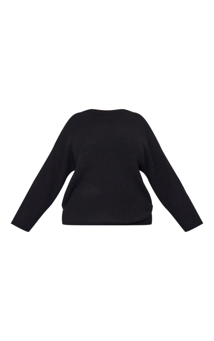 PLUS BLACK SOFT RIB KNIT JUMPER