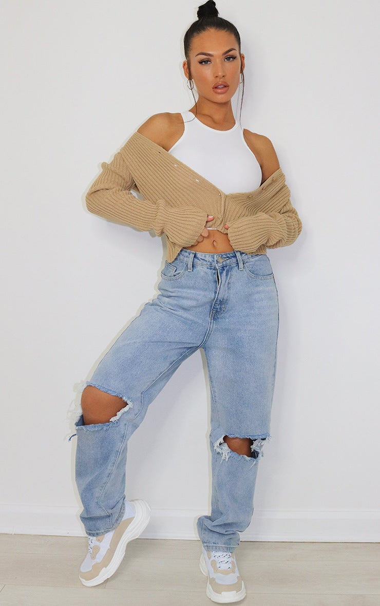 White Slinky Fitted Racer Crop Top