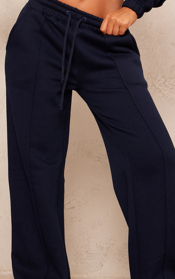 PETITE NAVY WIDE LEG SEAM DETAIL SWEATPANTS
