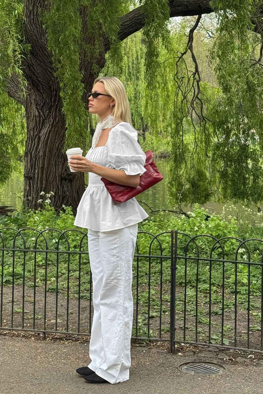 Na-kd Linen Blend Tie Back Blouse