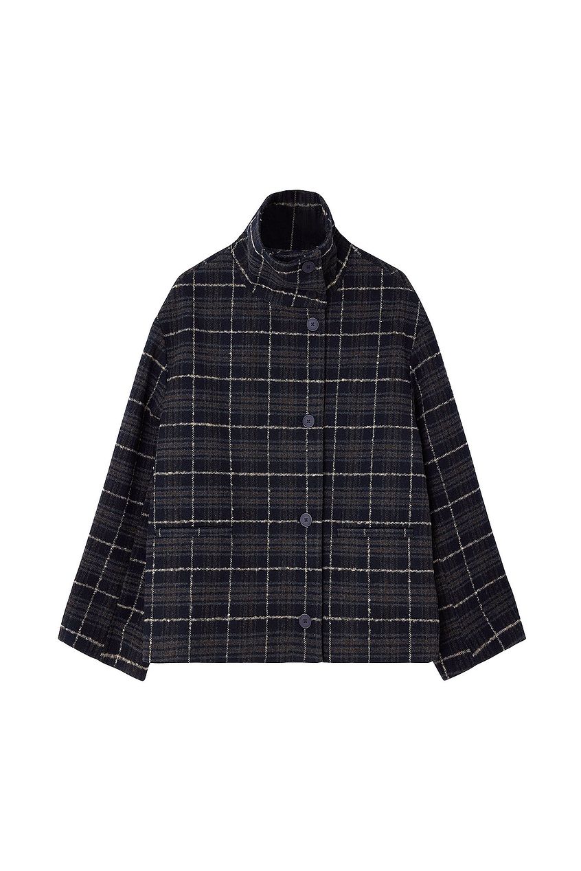Checked Oversized Short Jacket