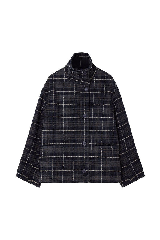 Checked Oversized Short Jacket